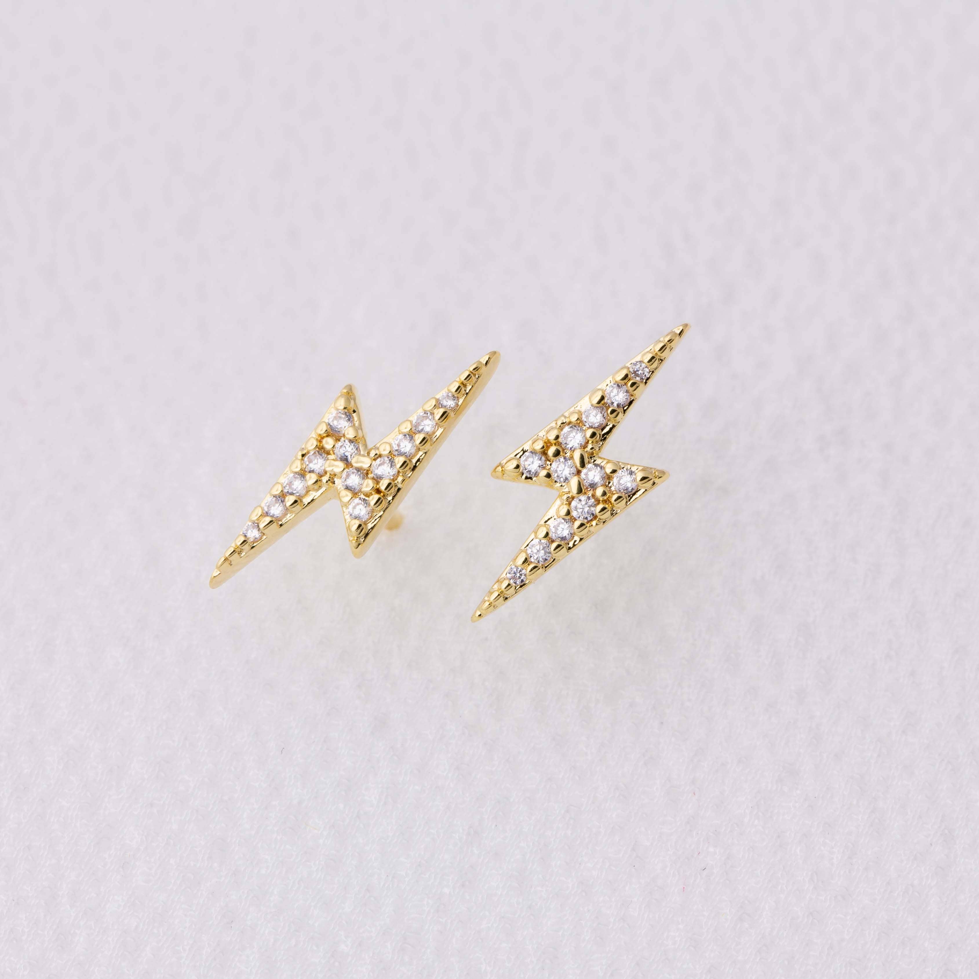Mini Lightning Bolt Studs w/CZ