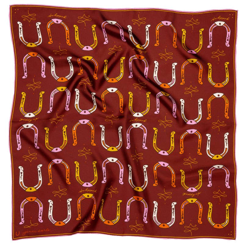 Silk Scarf - “Giddy Up” - Square Neck & Hair Scarf