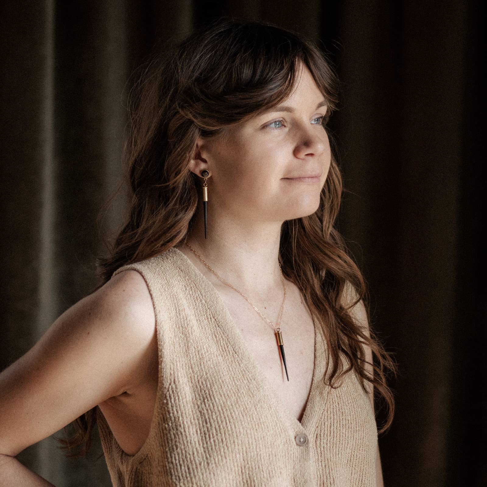 Quill Studs | Copper Obsidian