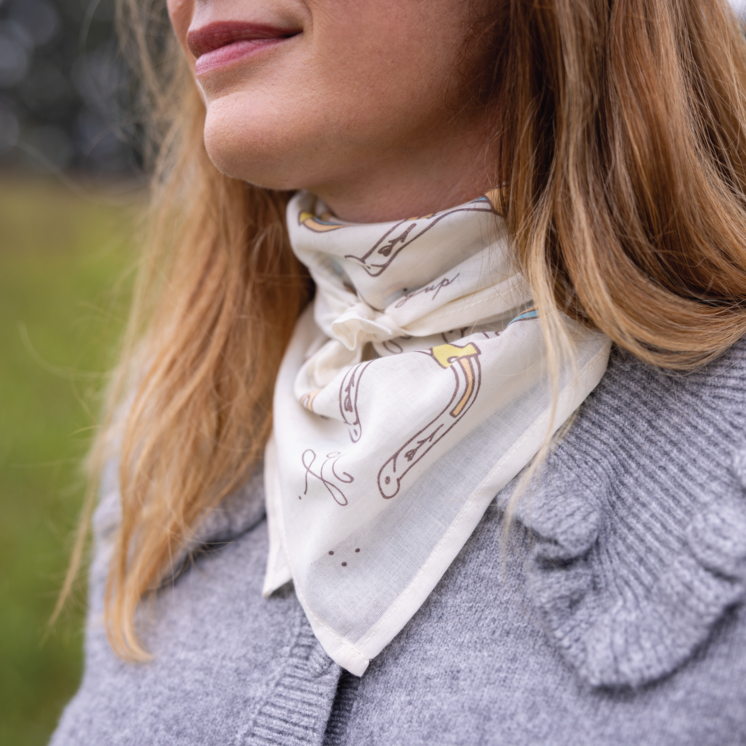 Cotton Voile Bandana "Giddy Up" - cream – Lightweight Scarf