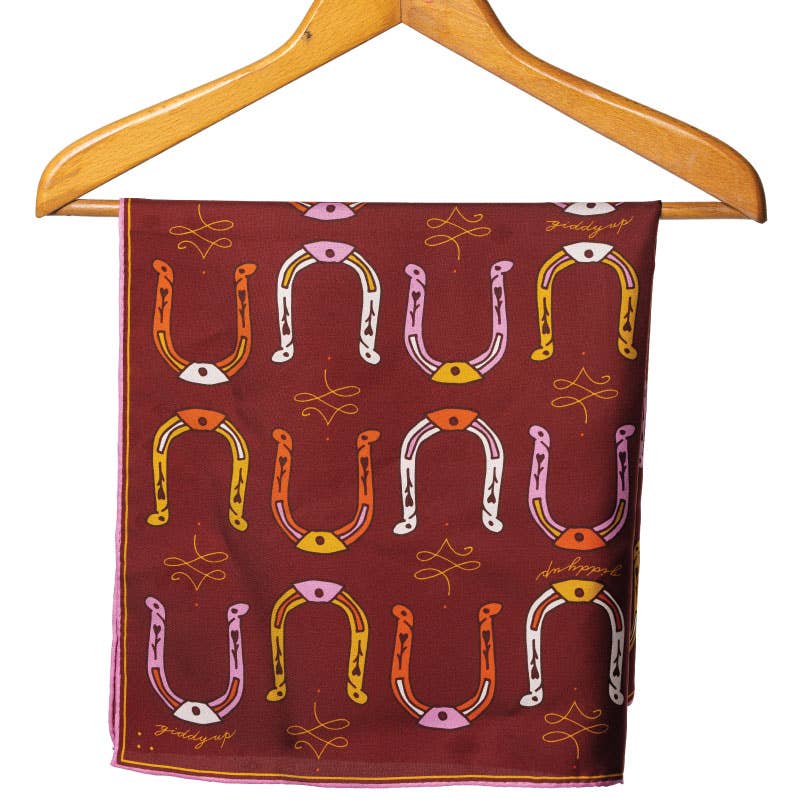 Silk Scarf - “Giddy Up” - Square Neck & Hair Scarf