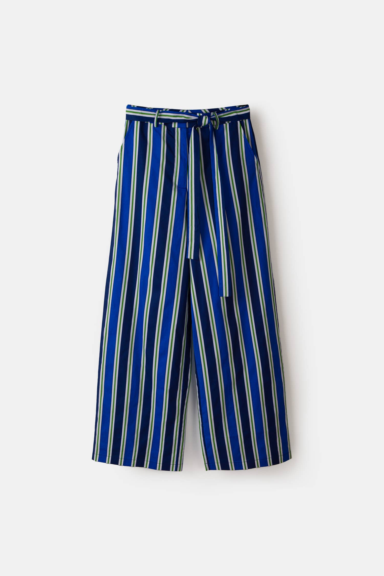 Wide-leg Trousers | Navy\Green Stripe