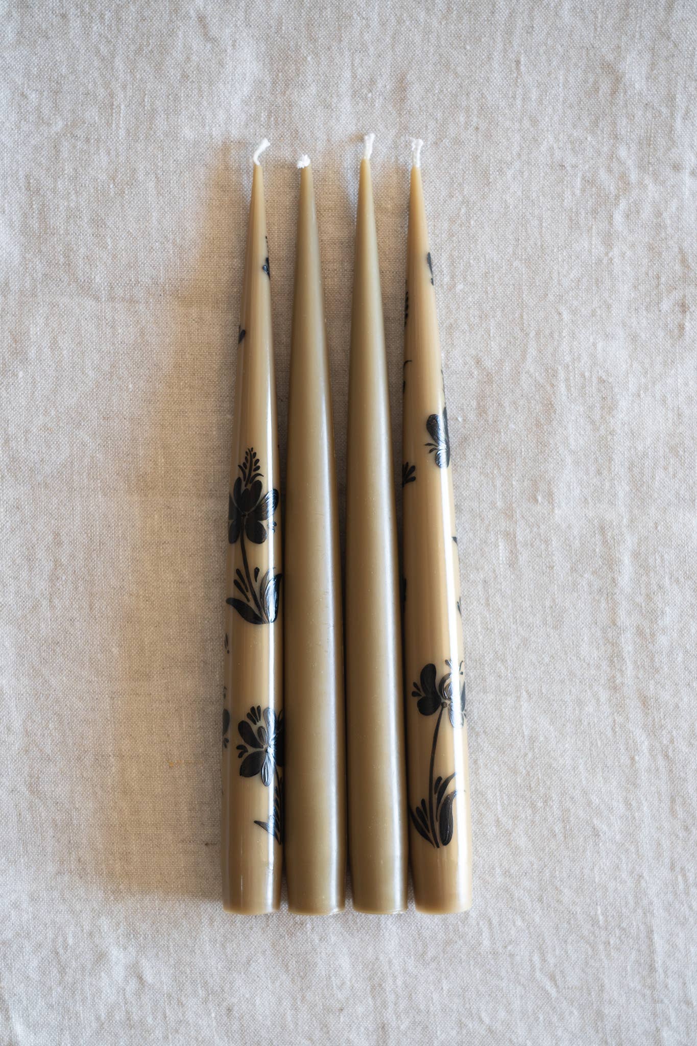 Hand Painted Narrow Taper Candle (Brown)