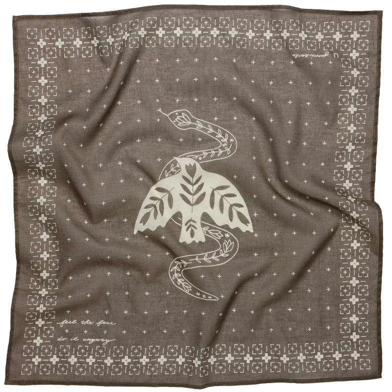 Cotton Voile Bandana – “Feel The Fear,Do It Anyway" - black