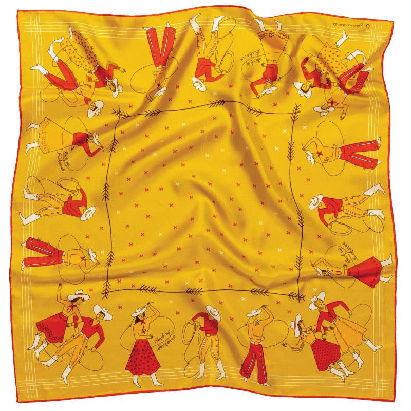 Silk Scarf - “Buck Up Buckaroo” - Square Neck & Hair Scarf