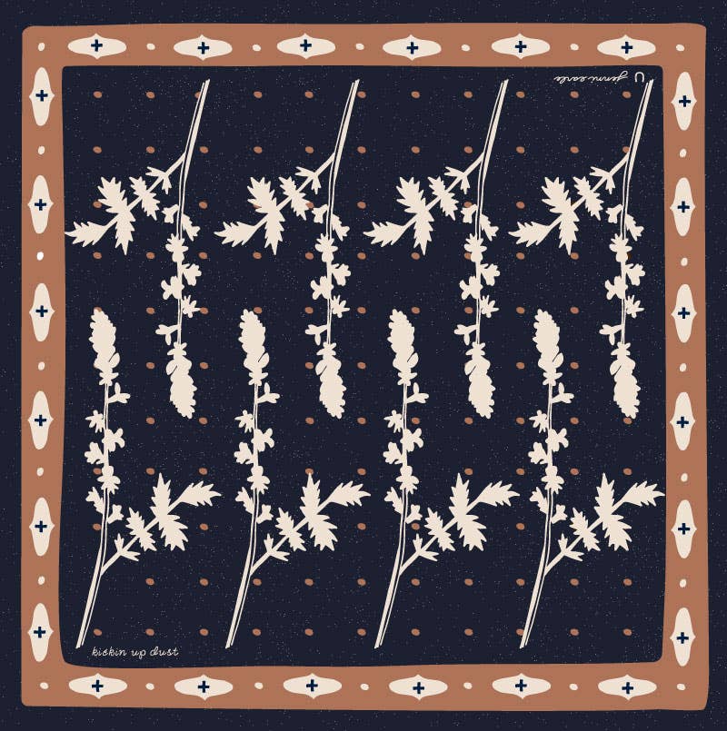 Kickin Up Dust | Cotton Voile Bandana | Deep Navy