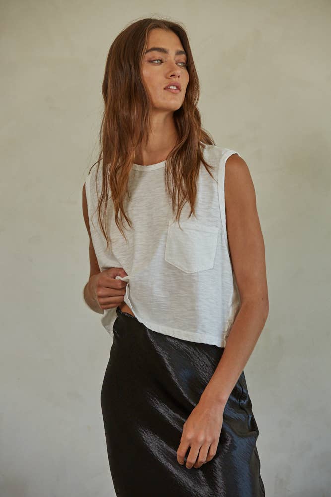 Knit Cotton Jersey Garment Washed Crop Tee | Off White