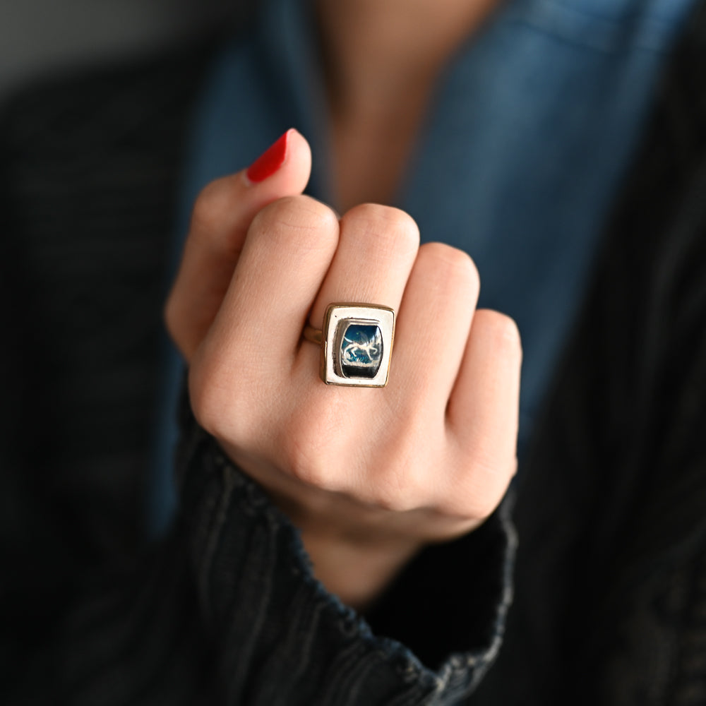 Brass Silver Hunter Ring | 6/7