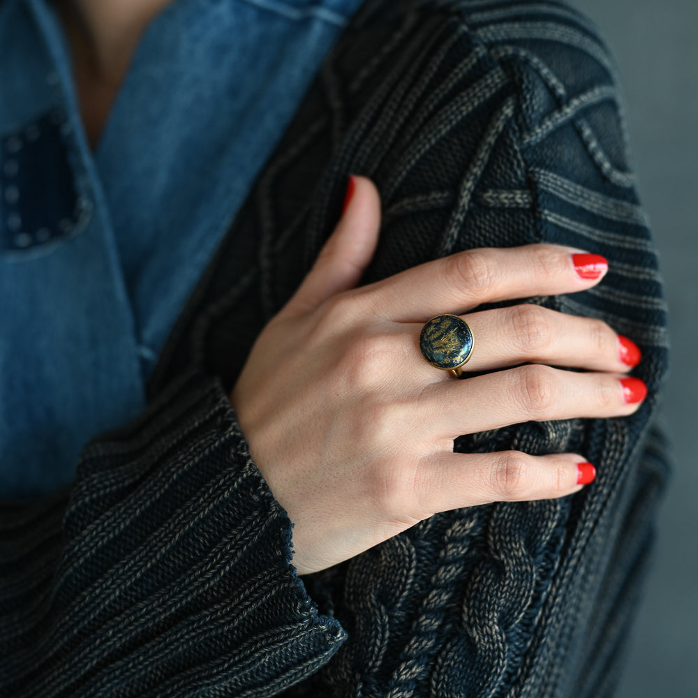 Brass Indigo Wheat Ring | 6/7
