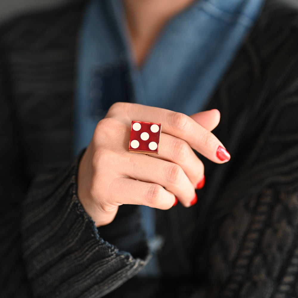 Brass Red Dice Ring | 6/7