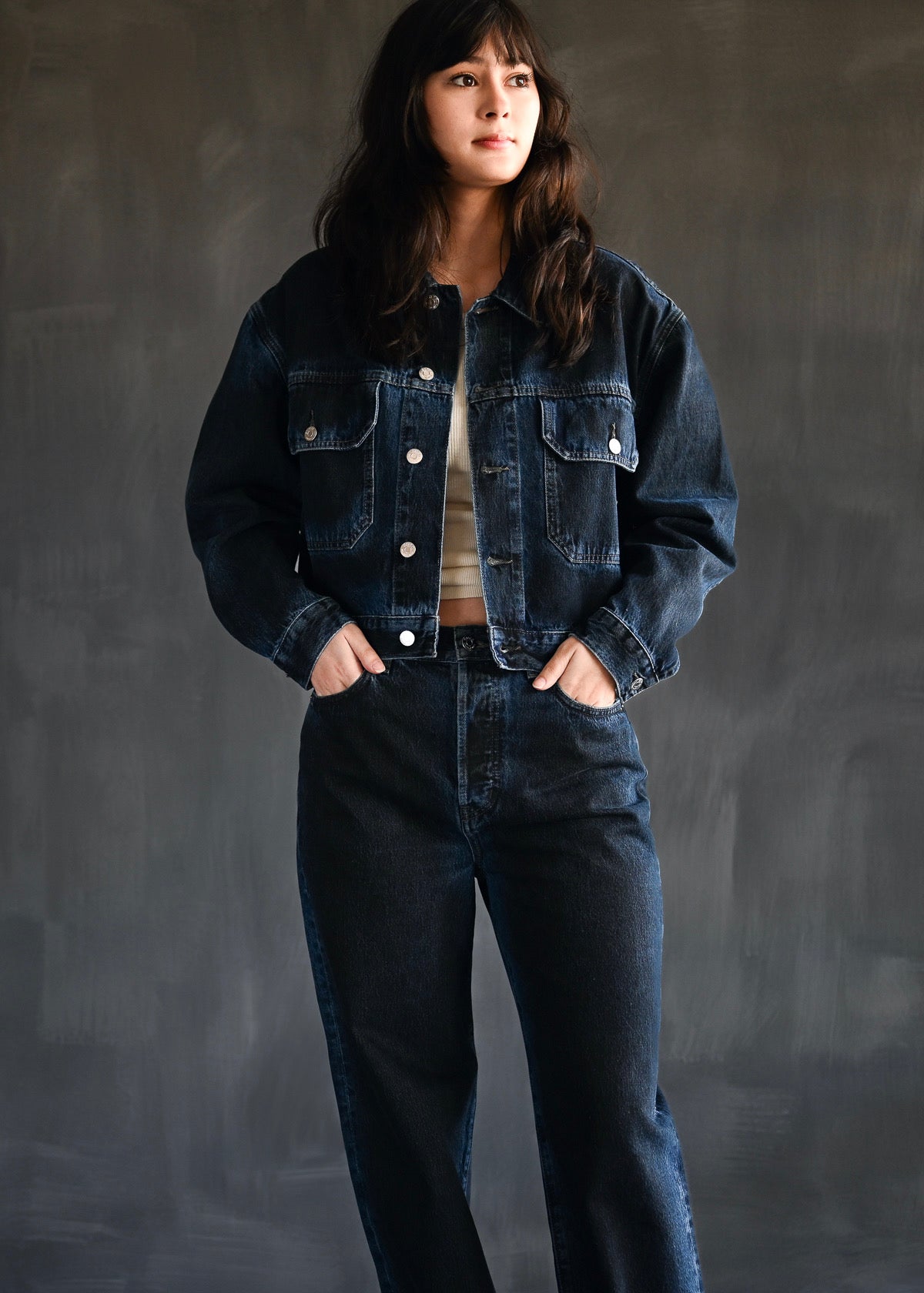 River Crop Jacket | Dark Shadow