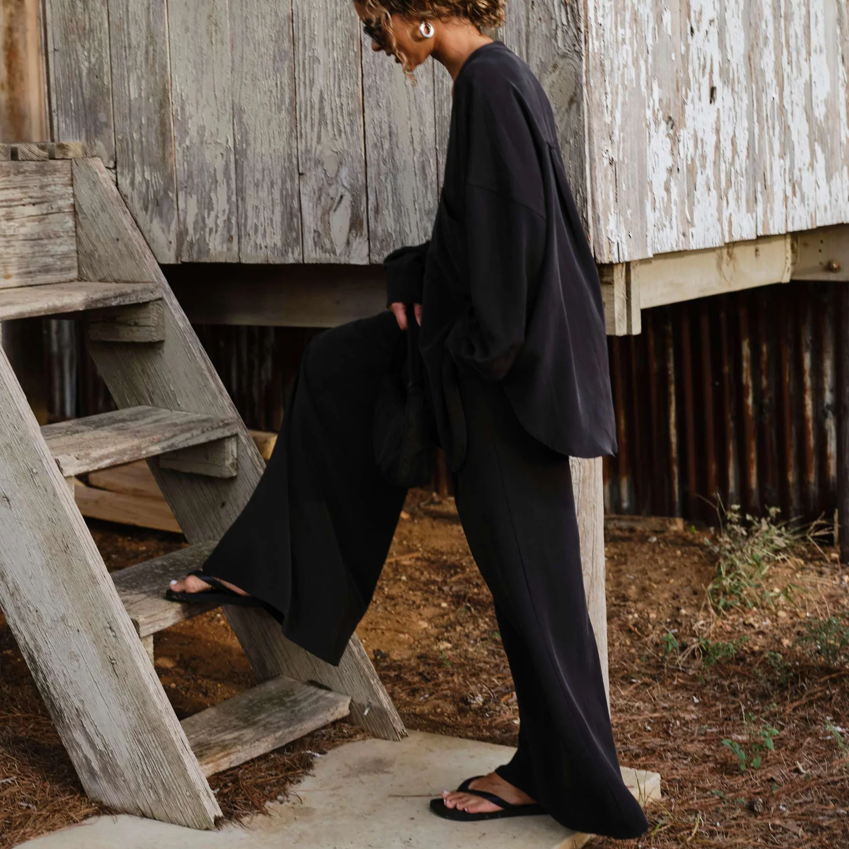 Sandwashed Silk Pant | Black