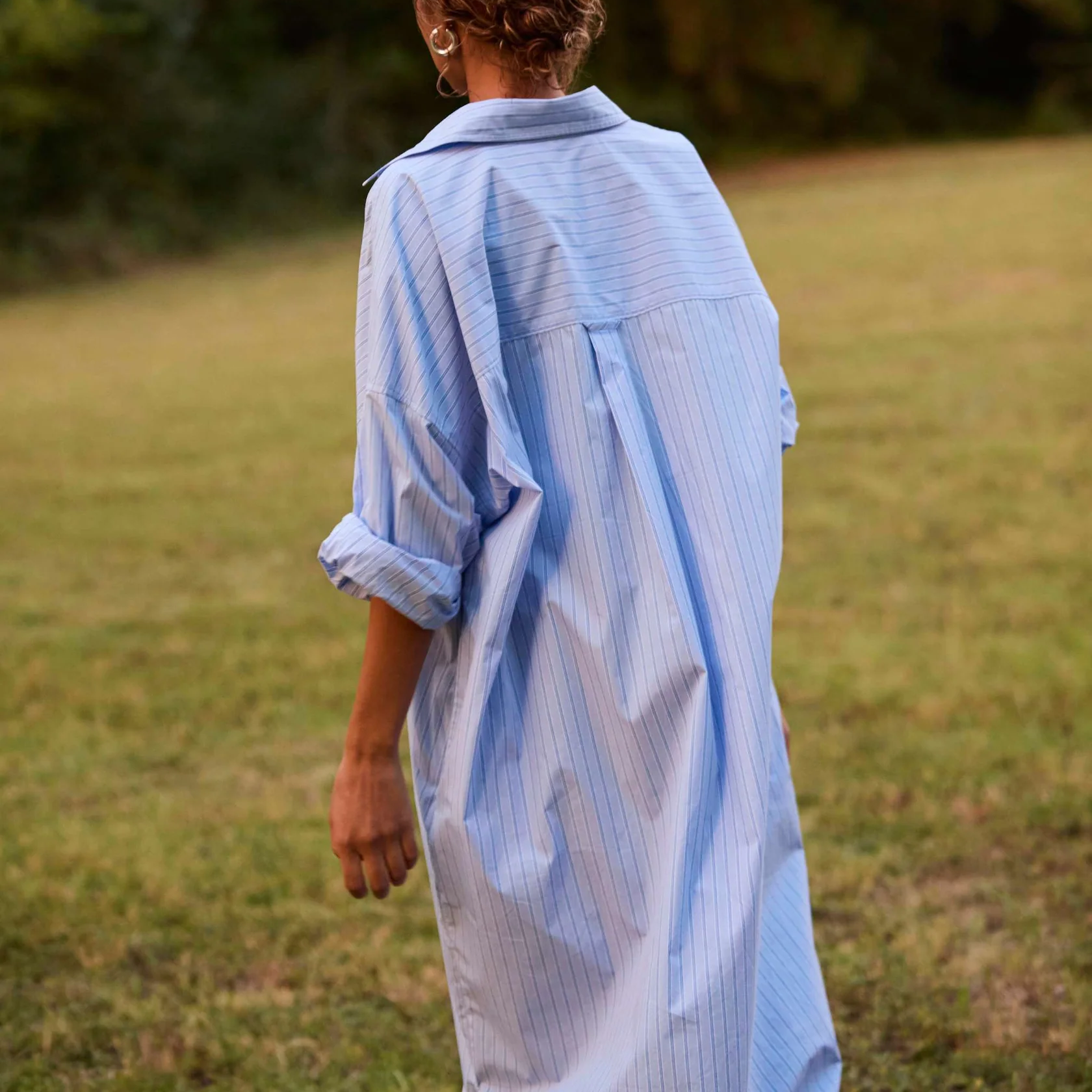 Phoebe Shirt Dress | Aqua Stripe