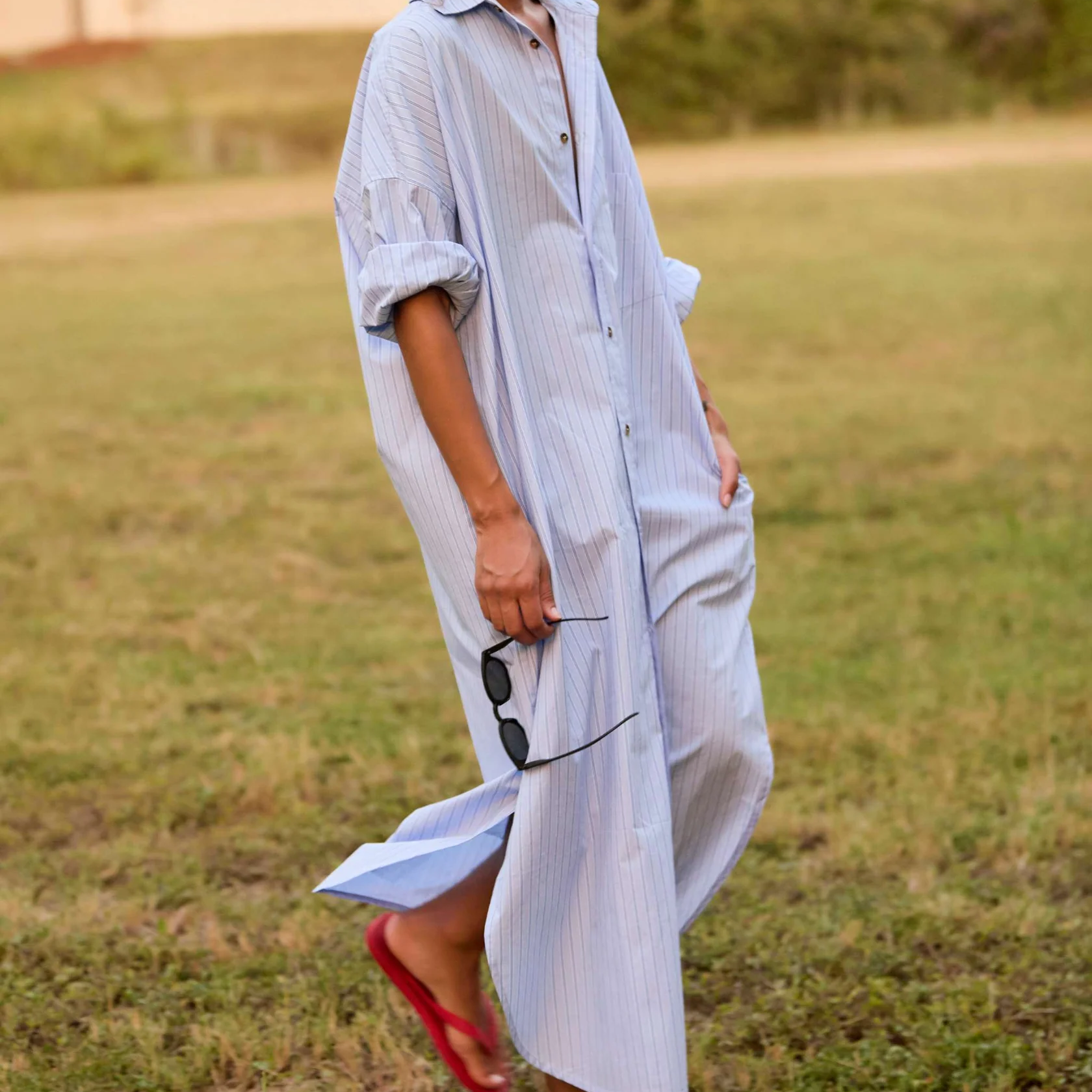 Phoebe Shirt Dress | Aqua Stripe