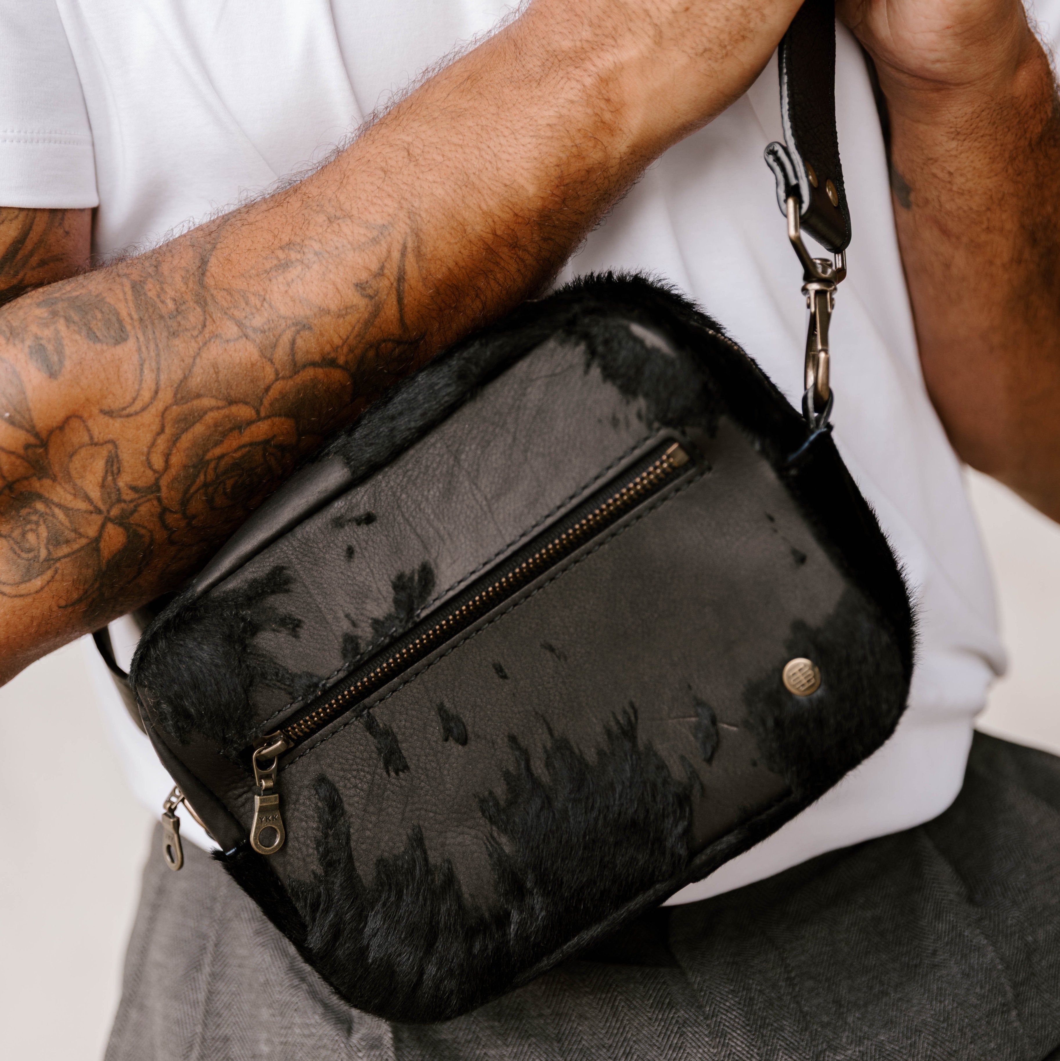 WHITNEY LE | Black Velvet Distressed Hair Hide