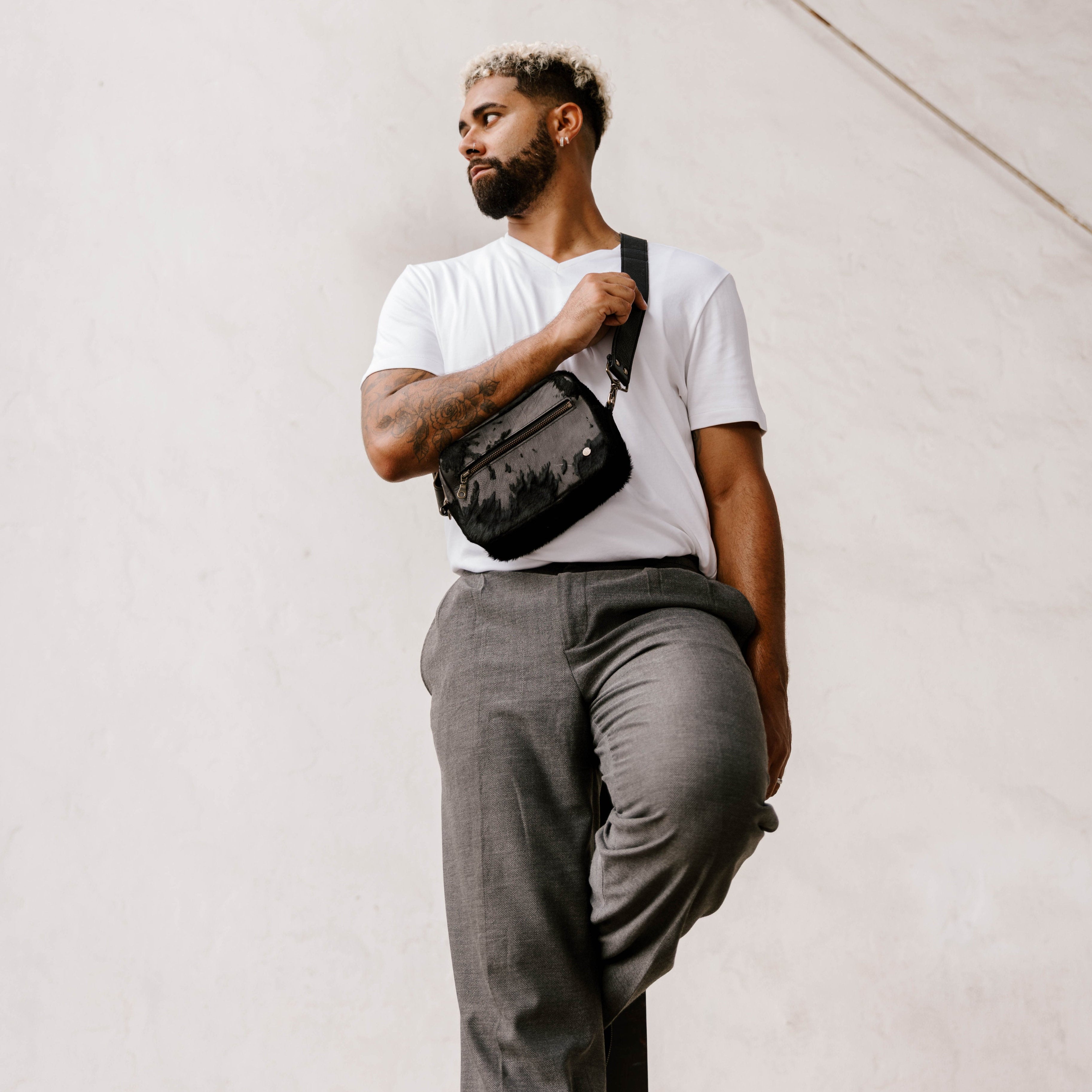 WHITNEY LE | Black Velvet Distressed Hair Hide