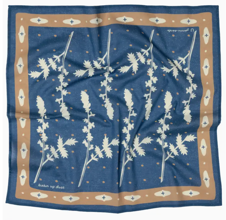 Kickin Up Dust | Cotton Voile Bandana | Deep End Blue