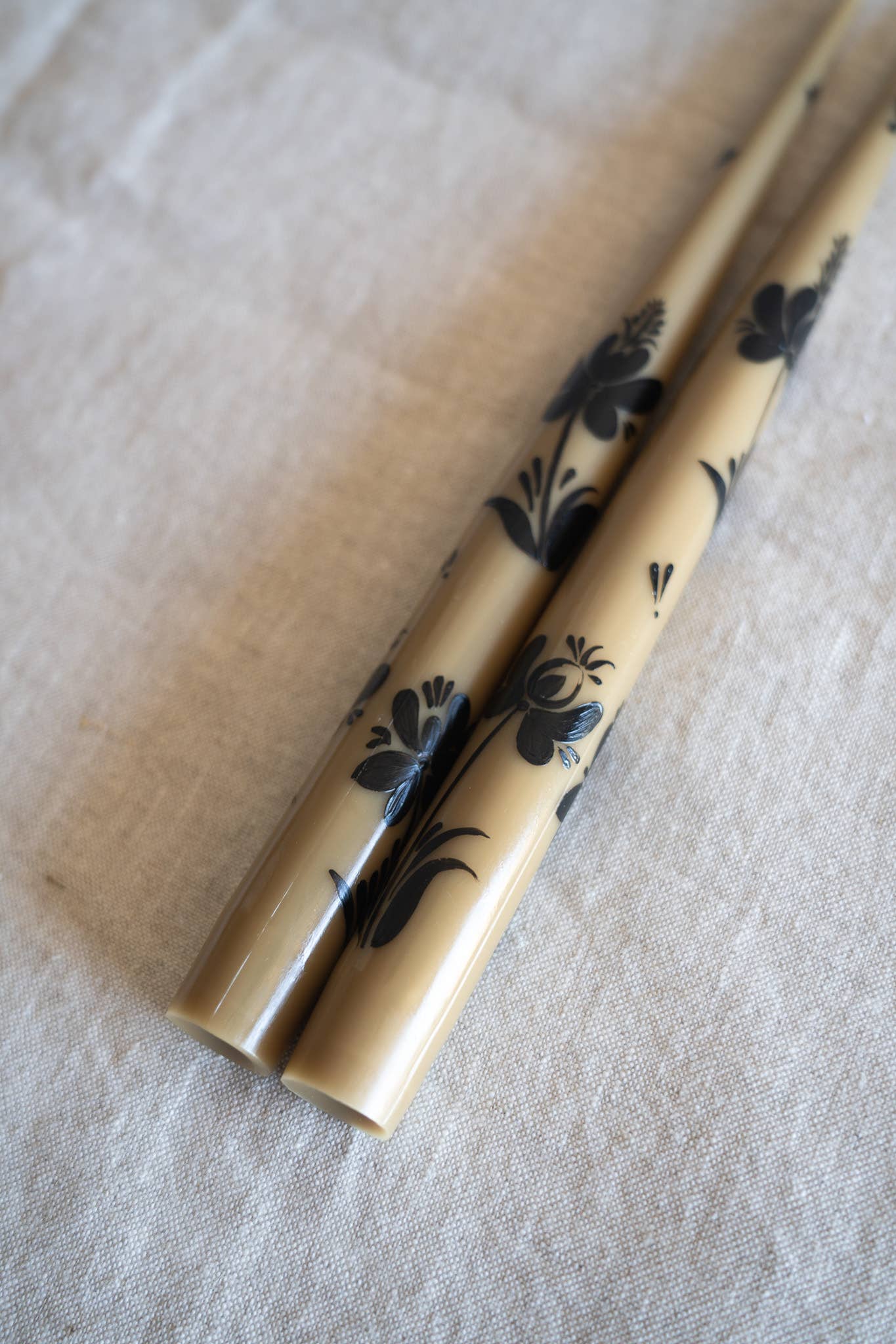 Hand Painted Narrow Taper Candle (Brown)