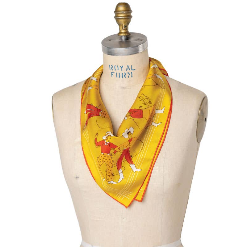 Silk Scarf - “Buck Up Buckaroo” - Square Neck & Hair Scarf