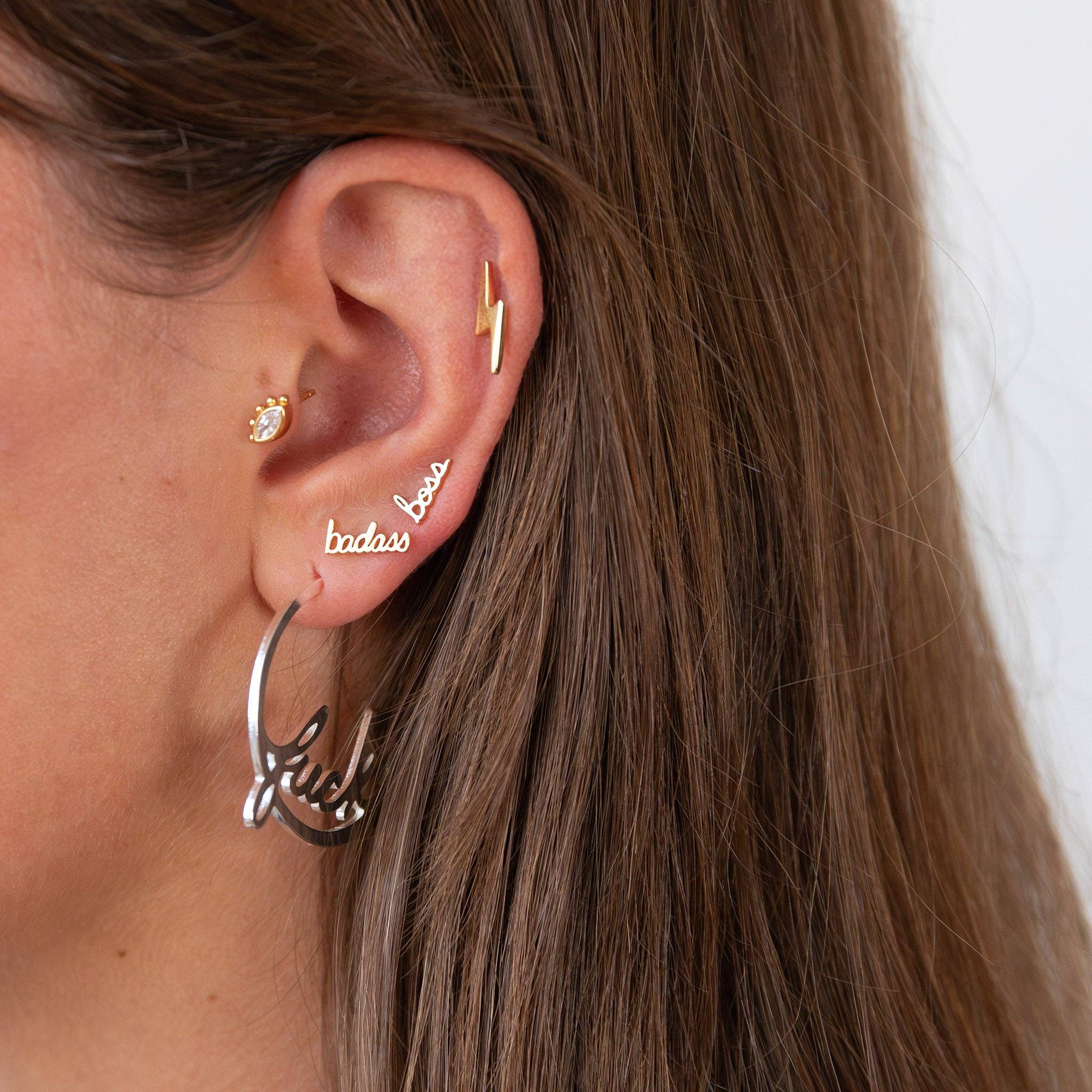 Lightning Bolt Earring Pair | 18k Gold Plate