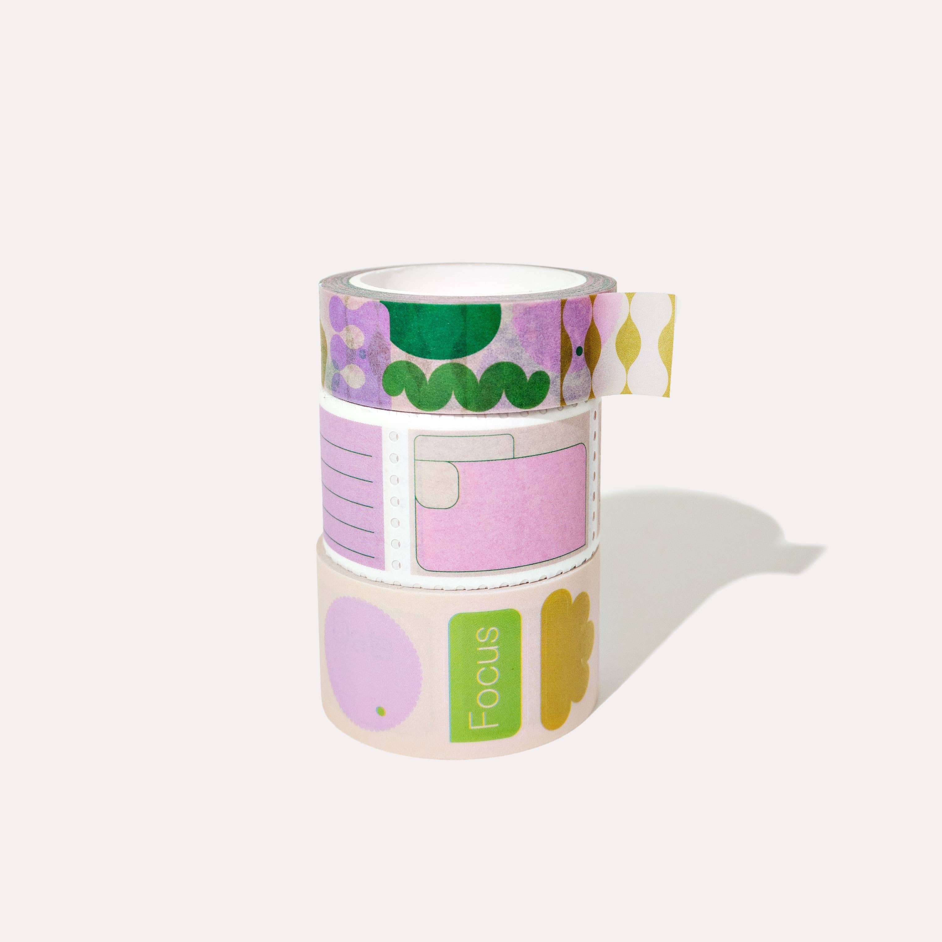 Washi Tape Set | Fete Tabs Stamp + Sticker Mix