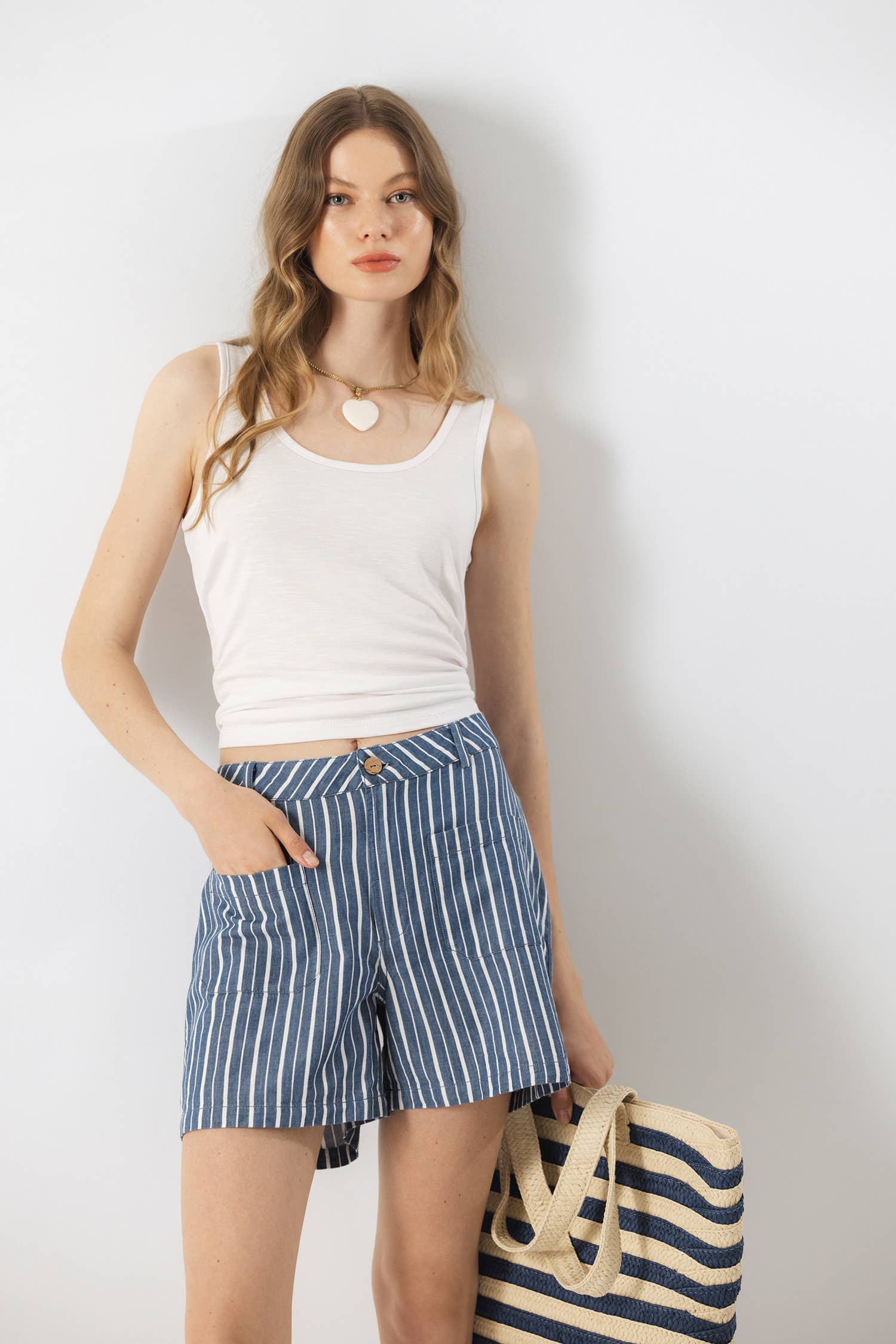 Cotton Shorts | Blue Stripe