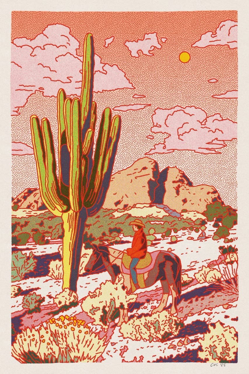 Saguaro Cowboy Art Print