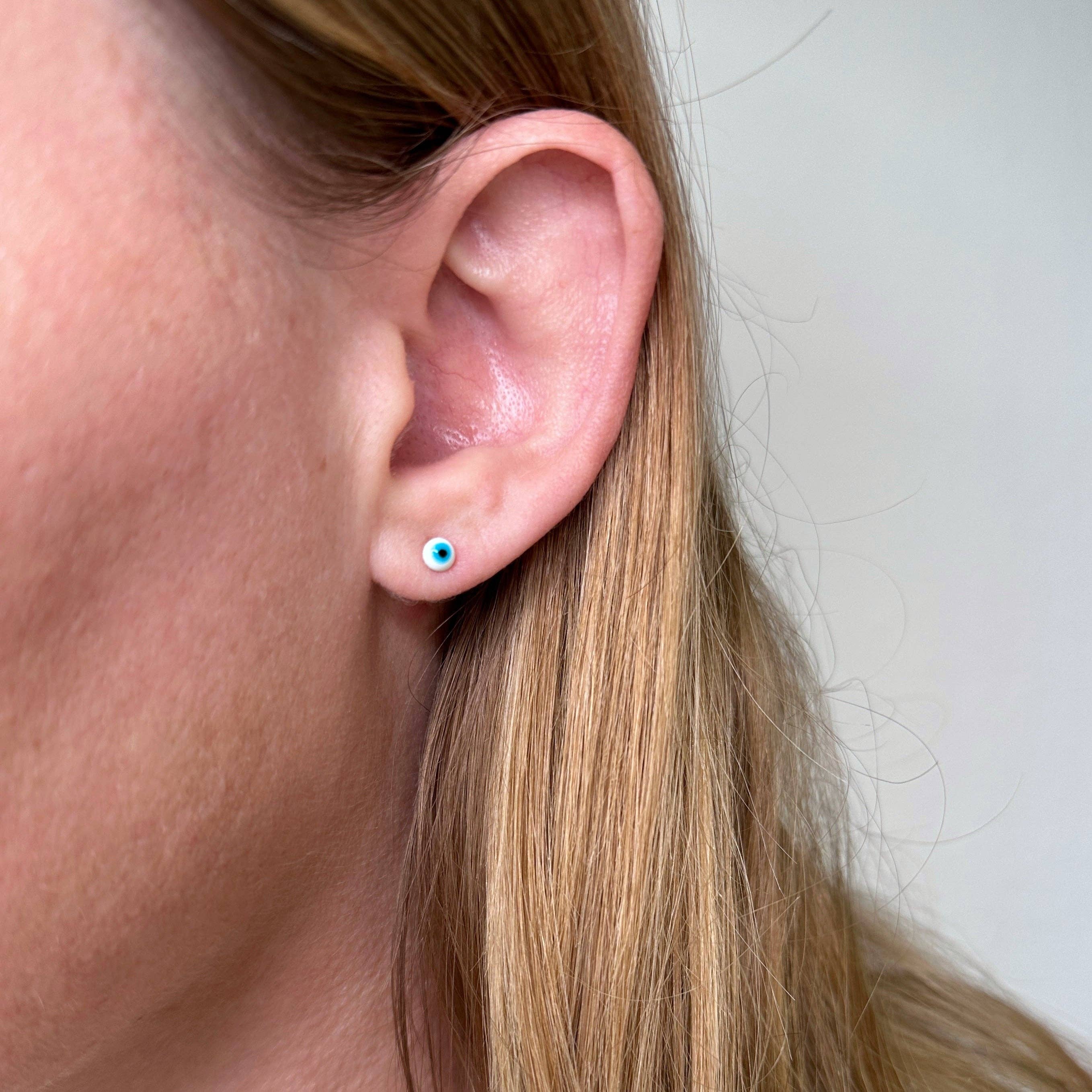 Evil Eye Studs | White