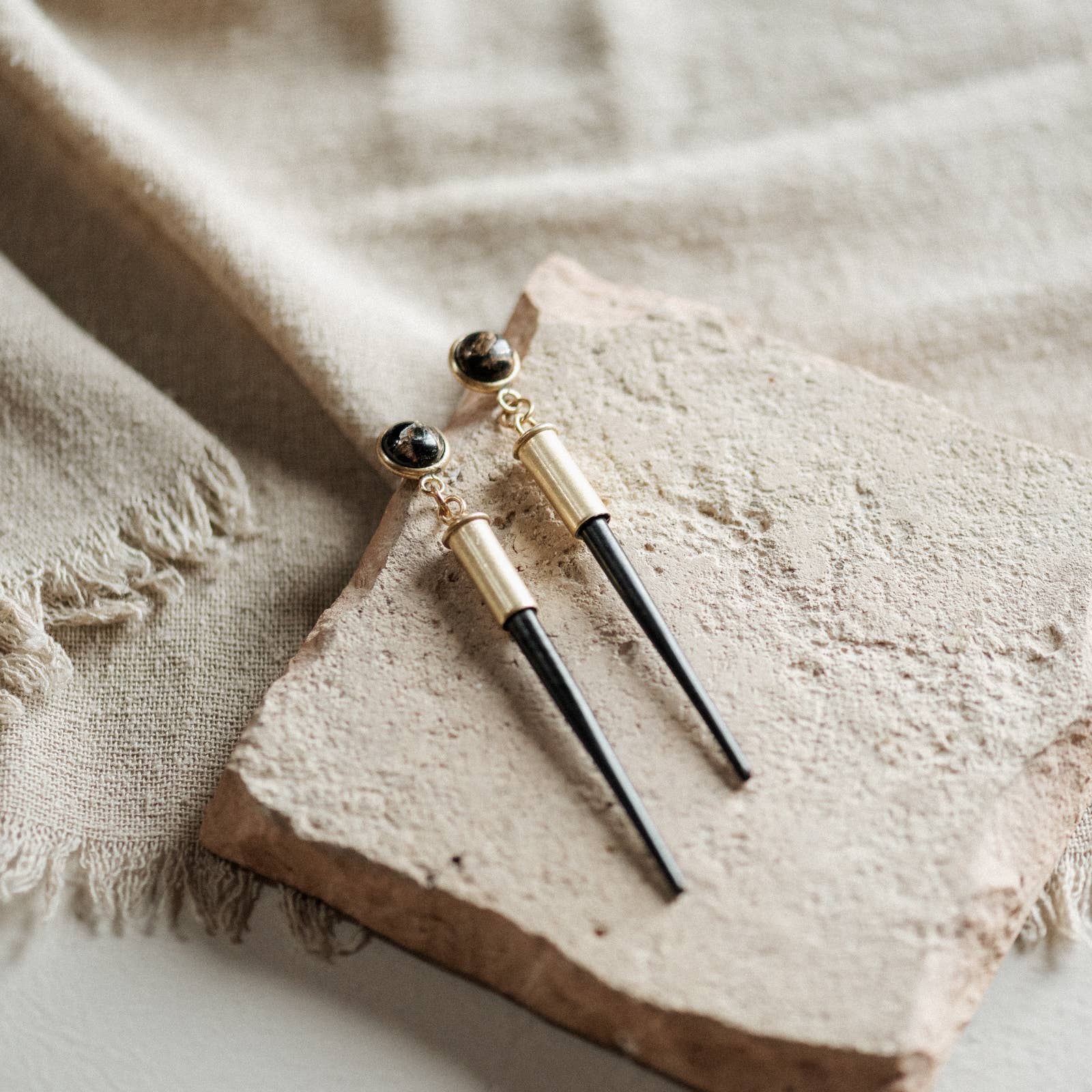 Quill Studs | Copper Obsidian