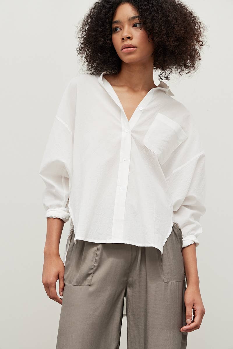 Oversized Side Panel Shirt | White | S/M
