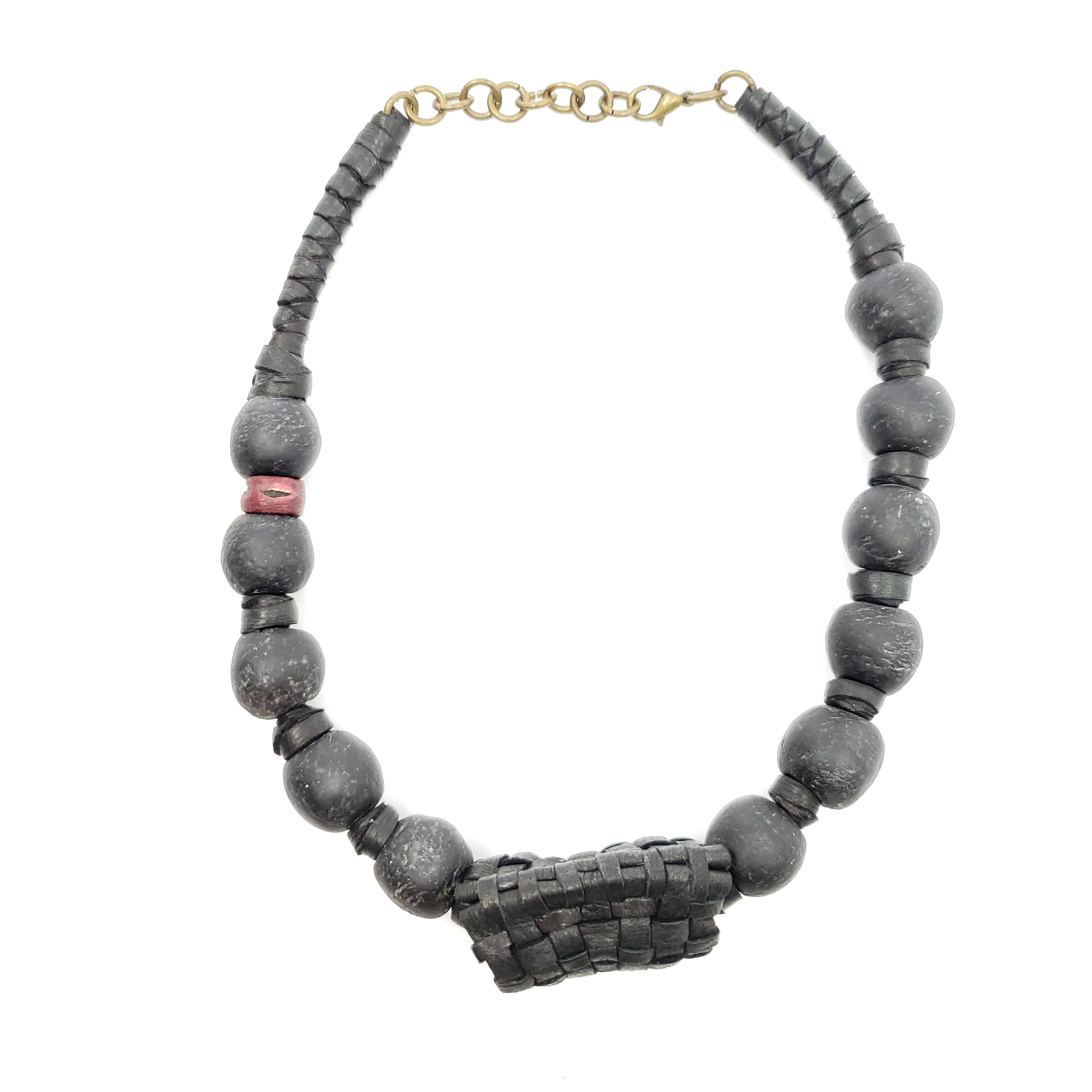Lattice Leather x Glass Bead Choker