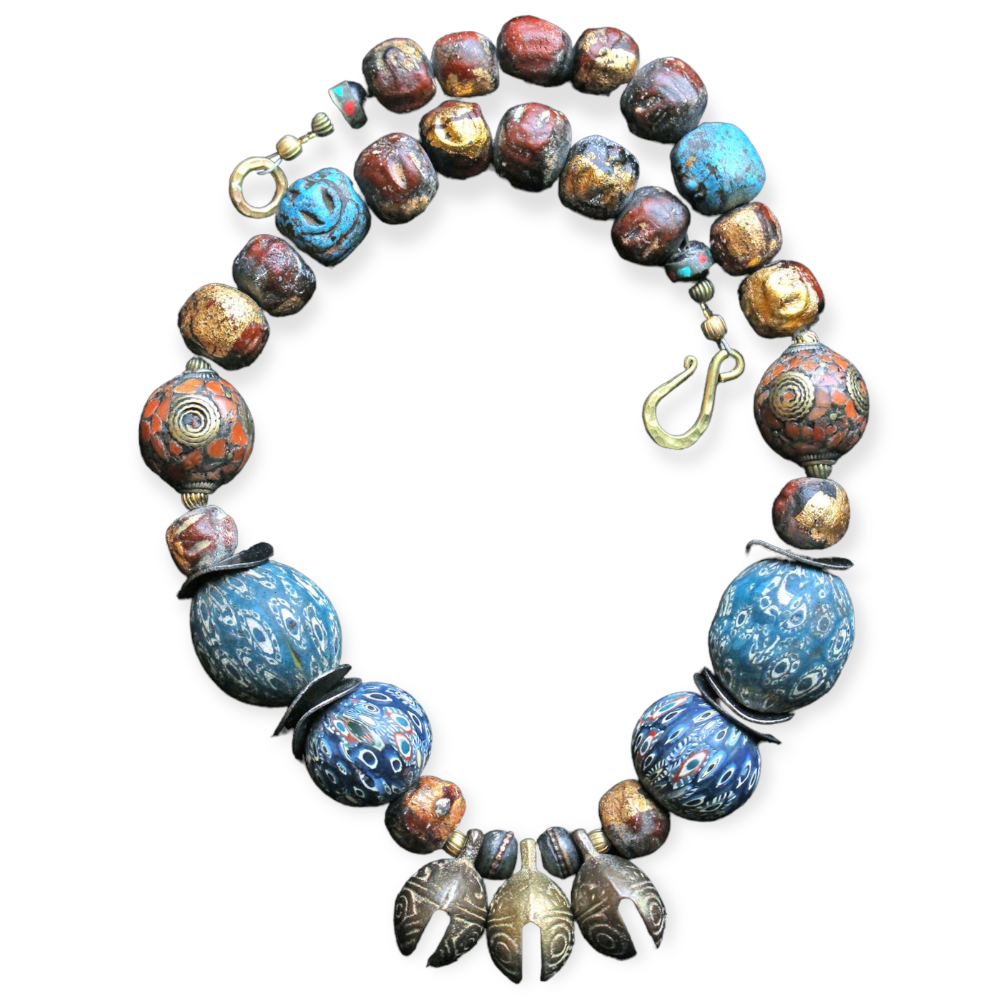 Terra Cotta Prayer Bead Burma Bells Bijou